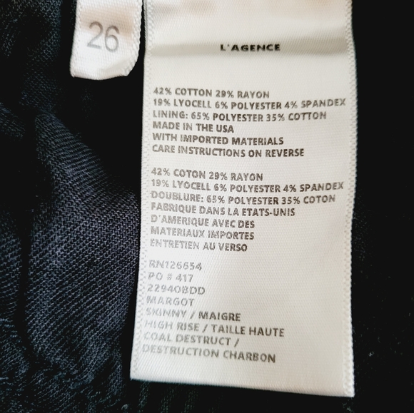 L’AGENCE Margot High Rise Skinny Destructed Jeans Sz 26 MSRP$245 - Picture 10 of 10